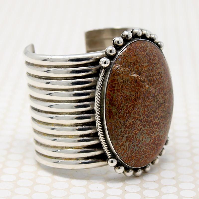 Superb Stone & Sterling Huge Cuff by Mike Bird-Romero