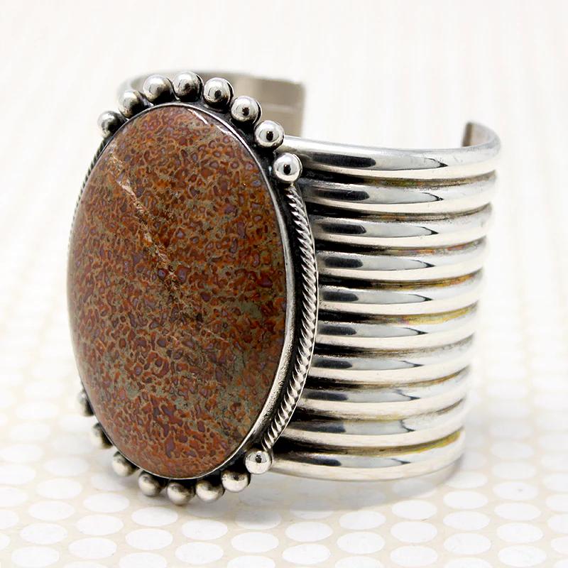 Superb Stone & Sterling Huge Cuff by Mike Bird-Romero