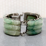 Glossy Mexican Greenstone In Gorgeous Silver Bracelet