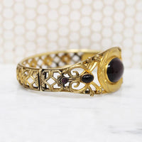 Elaborate Edwardian Bracelet with Purple Glass Cabochons