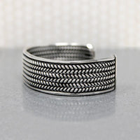 Herringbone Plait Silver Wire Cuff Bracelet