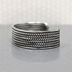 Herringbone Plait Silver Wire Cuff Bracelet