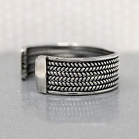 Herringbone Plait Silver Wire Cuff Bracelet