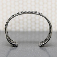 Herringbone Plait Silver Wire Cuff Bracelet