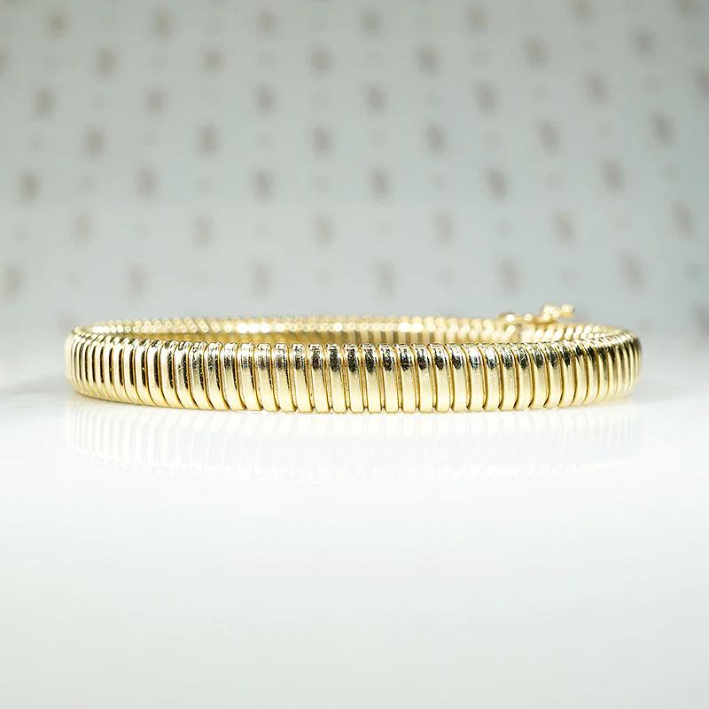 Slinky Mid Century Gold Gas Pipe Bracelet