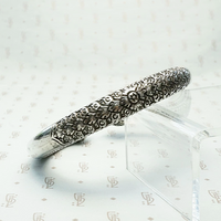 Hand Engraved Silver Paisley Bangle Bracelet