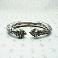 Hand Engraved Silver Paisley Bangle Bracelet