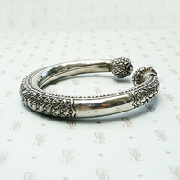 Hand Engraved Silver Paisley Bangle Bracelet