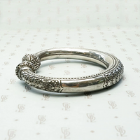 Hand Engraved Silver Paisley Bangle Bracelet
