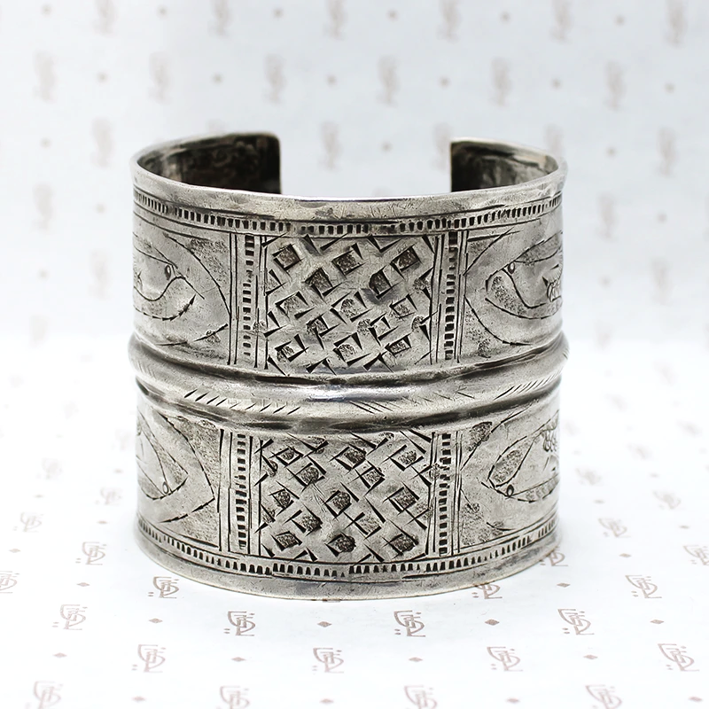 Wide Antique Burmese Silver Cuff