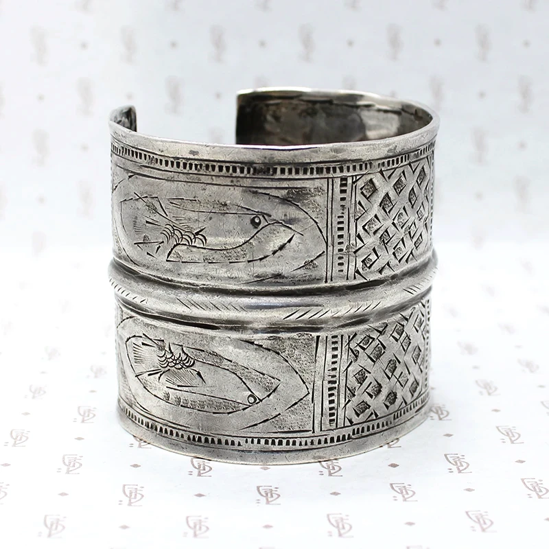 Wide Antique Burmese Silver Cuff