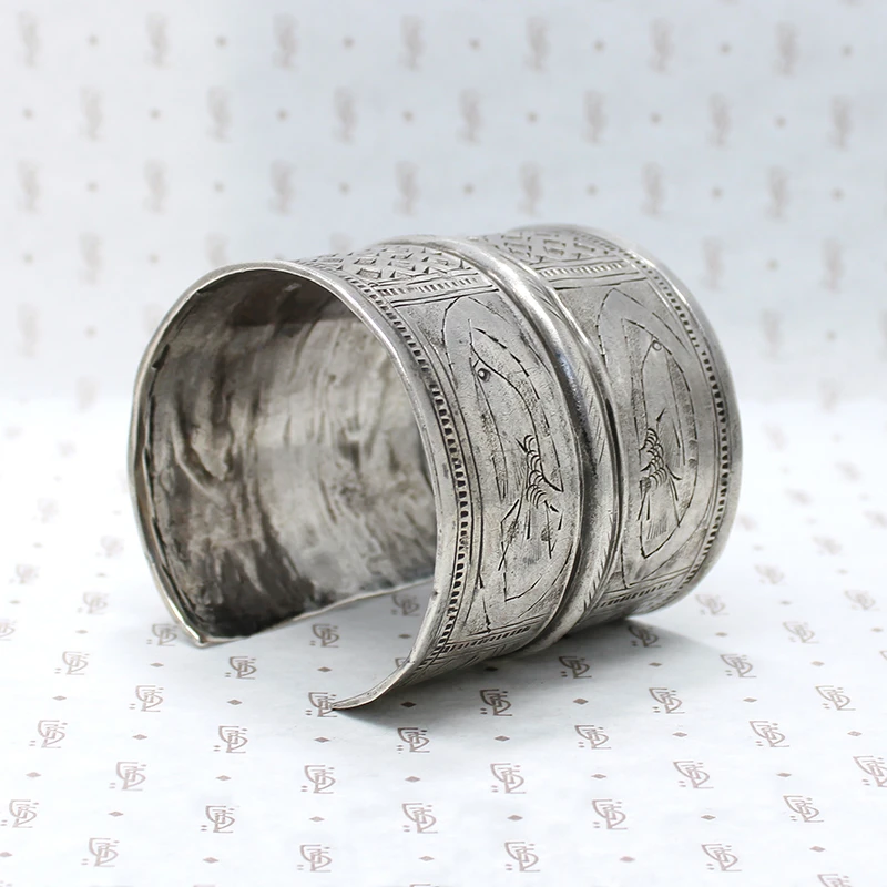 Wide Antique Burmese Silver Cuff