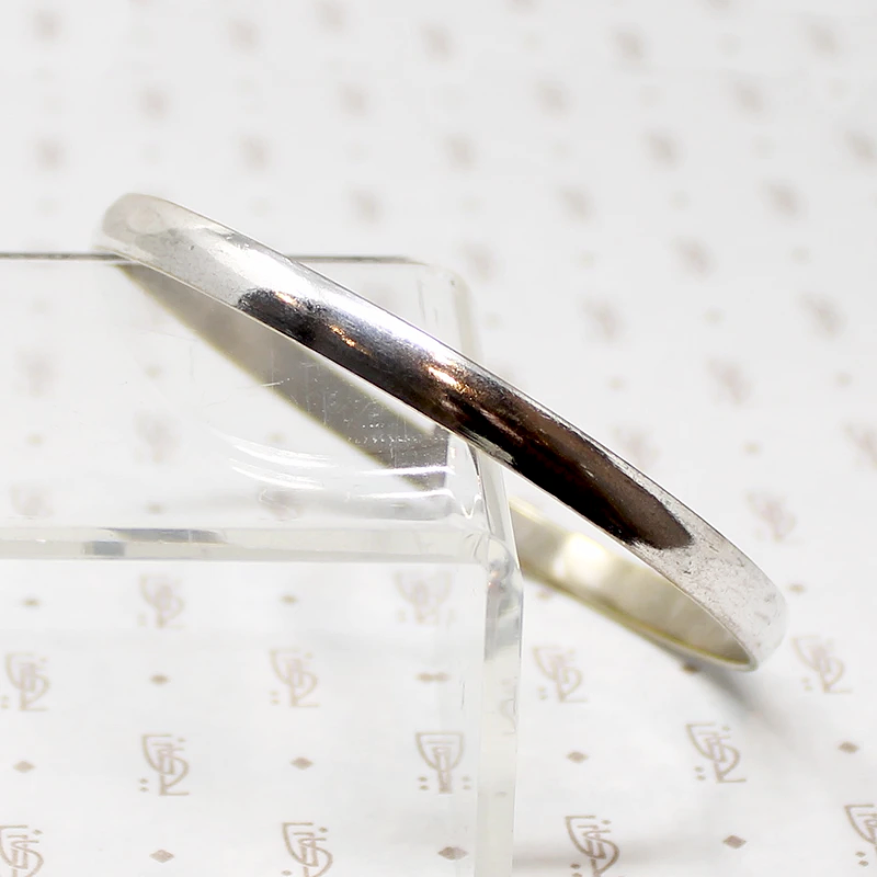 Lovely Mexican Half Round Sterling Silver Bangle