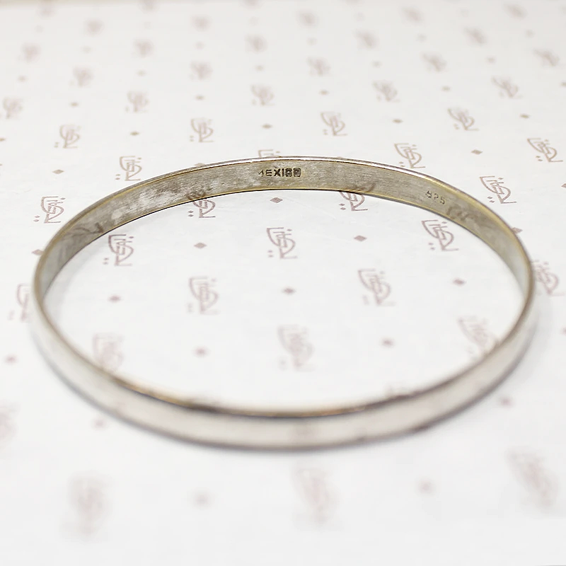 Lovely Mexican Half Round Sterling Silver Bangle