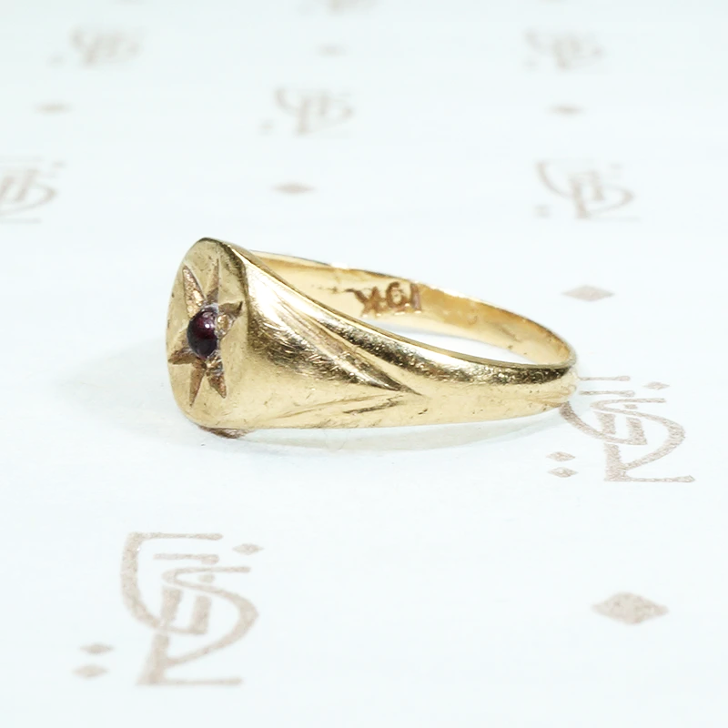 Star Set Amethyst in a Tiny Signet Ring