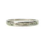Vintage Platinum Band set with Round and Baguette Diamonds