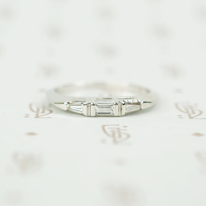 classic 1950's platinum and 3 baguette diamond band