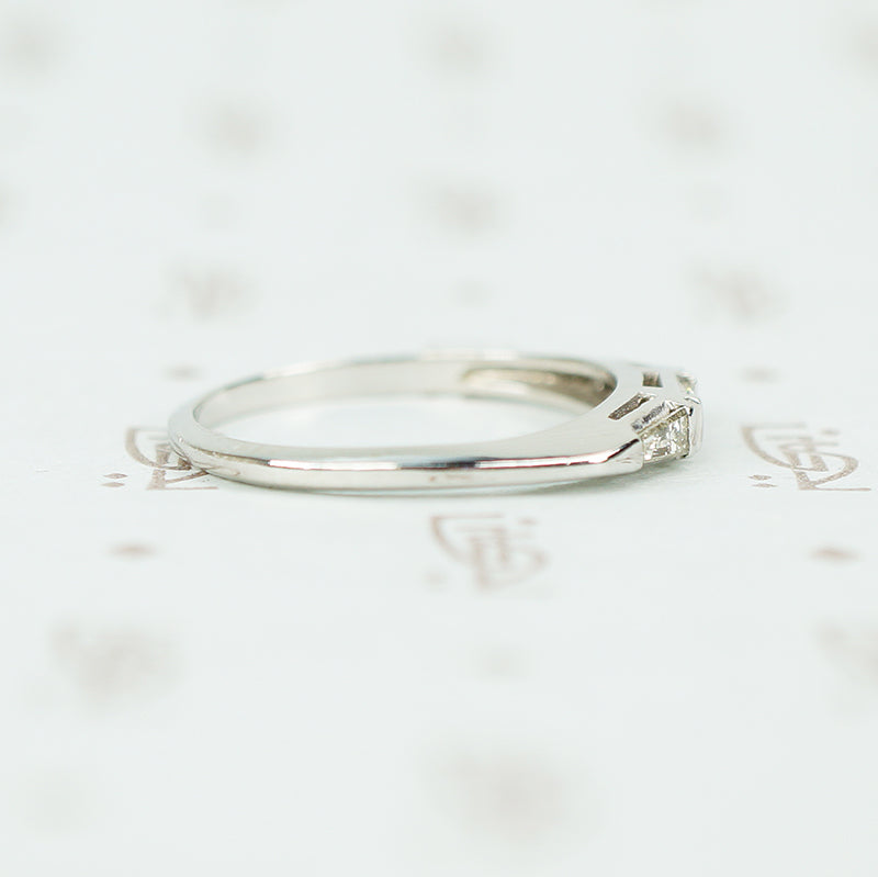 Classic 1950's Platinum Baguette Diamond Wedding Band