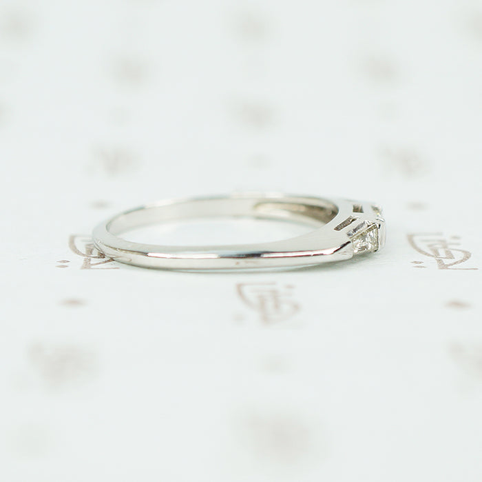 Classic 1950's Platinum Baguette Diamond Wedding Band