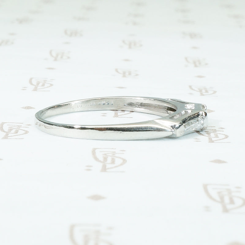 Vintage 1940s Platinum and Baguette Diamond Band
