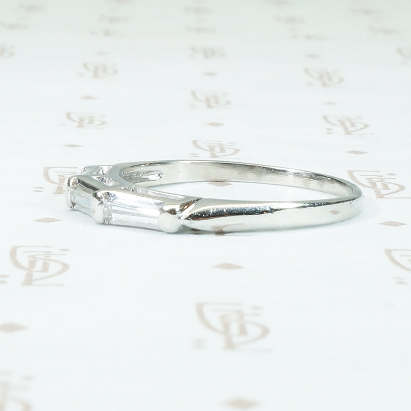 Vintage 1940s Platinum and Baguette Diamond Band