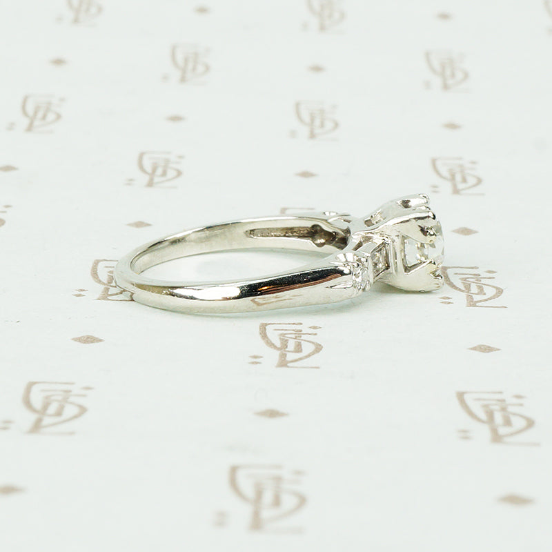 Diamond Platinum Engagement Ring with Baguette Accents