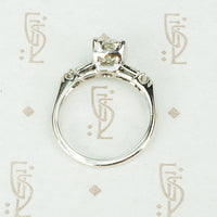 Diamond Platinum Engagement Ring with Baguette Accents