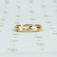 slim vintage yellow gold band with groove