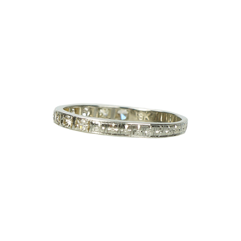 Vintage 1920's White Gold Diamond Band