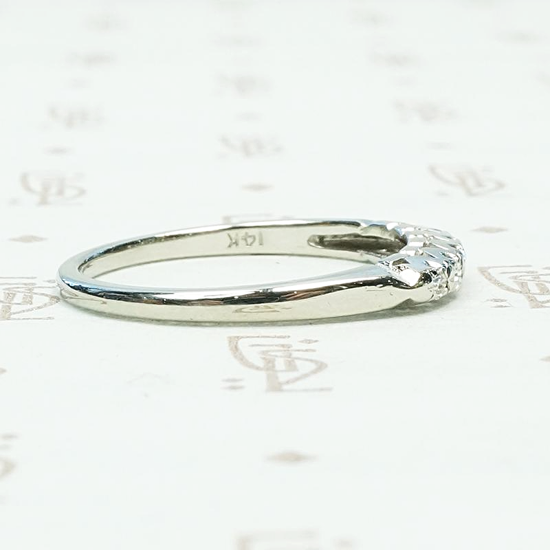 Sweet Six Stone White Gold & Diamond Band, side view