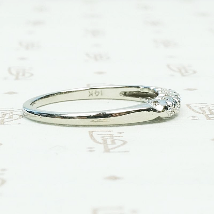 Sweet Six Stone White Gold & Diamond Band, side view
