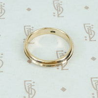 slim vintage yellow gold band with groove 14k