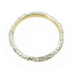 Deeply Engraved Forget me not Wedding Band in Platinum on 18k yellow gold