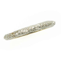Deeply Engraved Forget me not Wedding Band in Platinum on 18k yellow gold