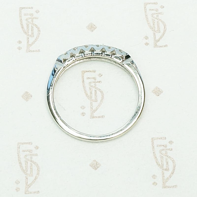 Sweet Six Stone White Gold & Diamond Band, top view