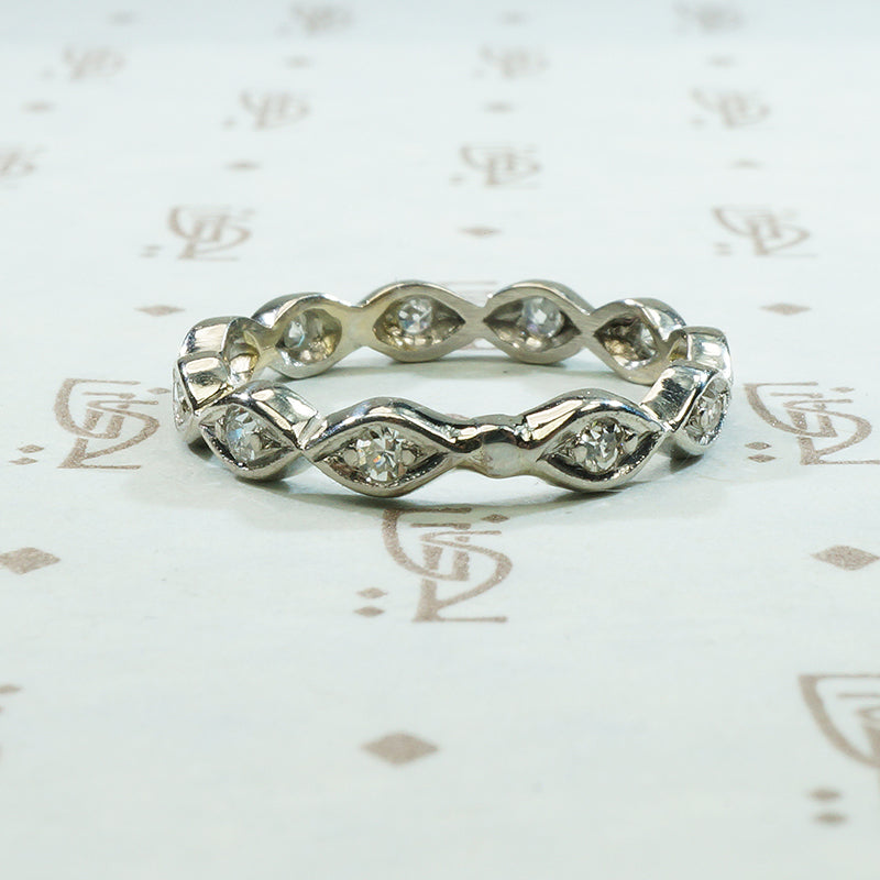 Unique Vintage Platinum and Diamond Eternity Band