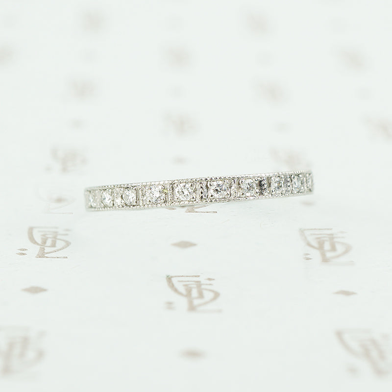 platinum engraved diamond eternity band