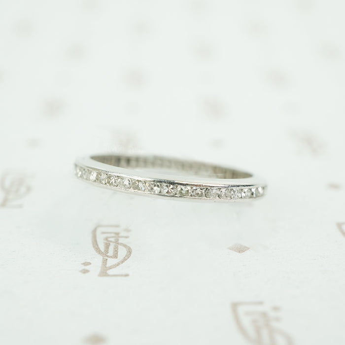 size 7.5 chanel set diamond eternity band in platinum