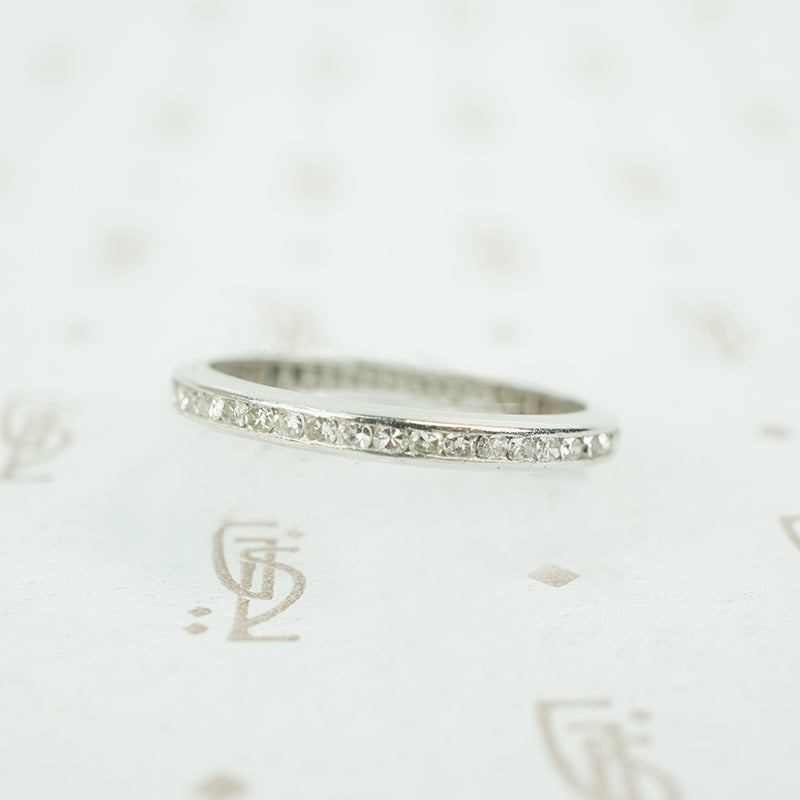size 7.5 chanel set diamond eternity band in platinum