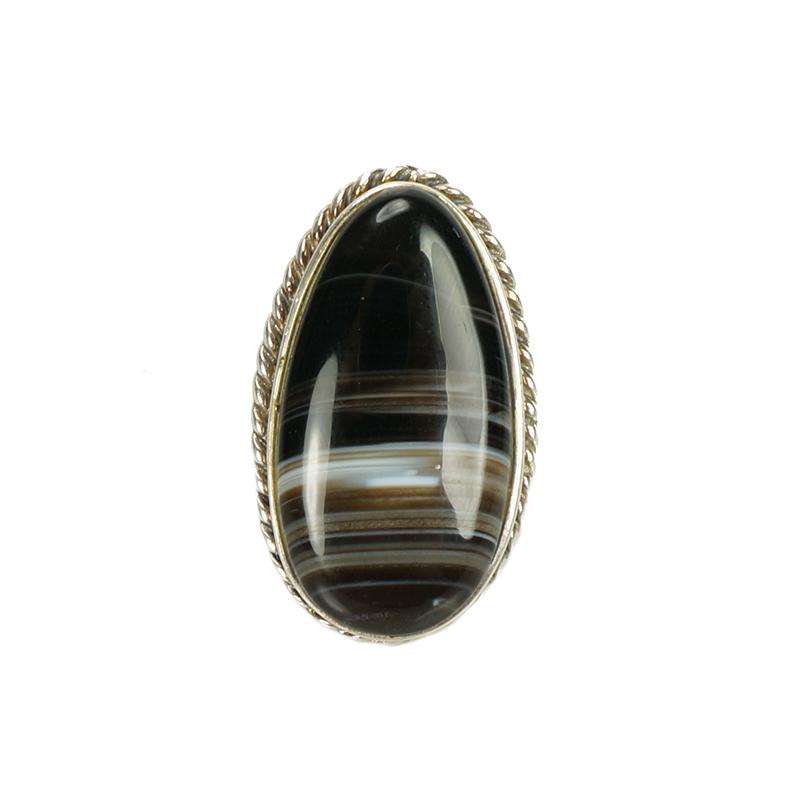 Beautiful Vintage Banded Agate Ring in Sterling Silver - Gem Set Love