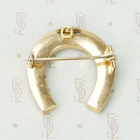 Gold Horseshoe Banded Agates and Rose Cut Diamonds