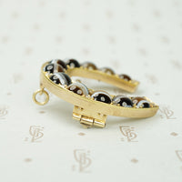 Gold Horseshoe Banded Agates and Rose Cut Diamonds