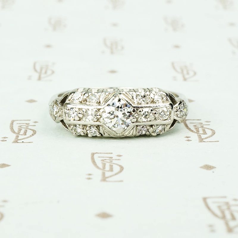 vintage platinum diamond fancy band ring