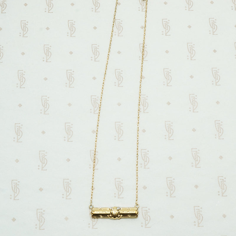 Repoussé Gold Bar Pendant Necklace