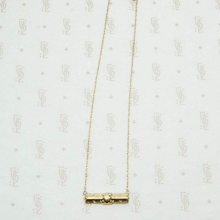 Repoussé Gold Bar Pendant Necklace