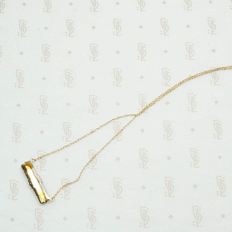Repoussé Gold Bar Pendant Necklace