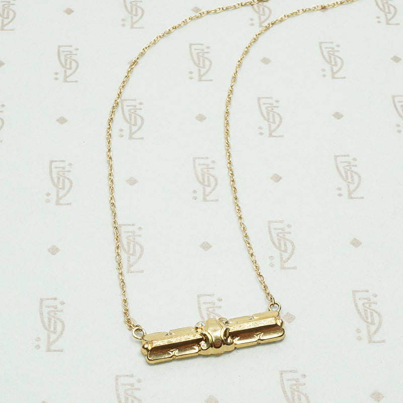 Repoussé Gold Bar Pendant Necklace