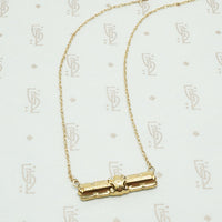 Repoussé Gold Bar Pendant Necklace