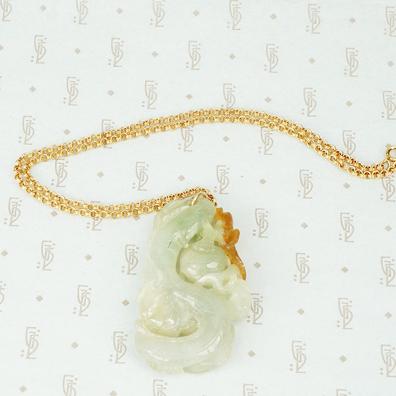 The Bat and Dragon Jade Pendant