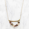 Pink & Gray Agate Necklace with Brass Details by Brin